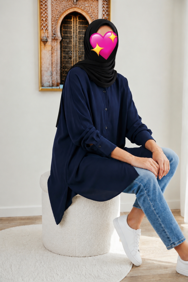 Chemise Longue Oversize Bleu nuit